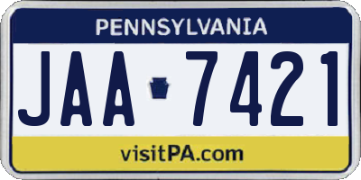 PA license plate JAA7421