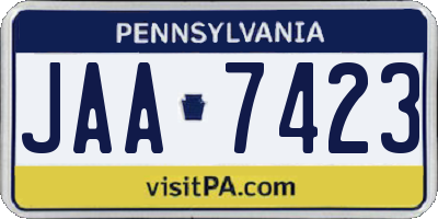 PA license plate JAA7423