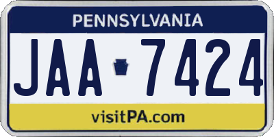 PA license plate JAA7424