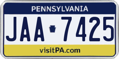 PA license plate JAA7425