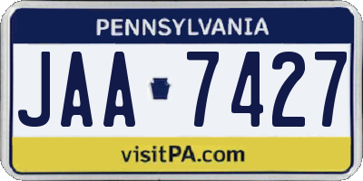 PA license plate JAA7427