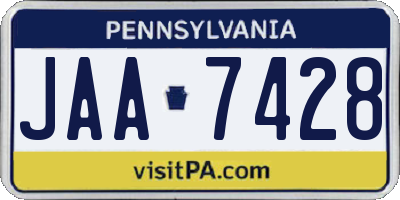 PA license plate JAA7428