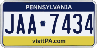 PA license plate JAA7434