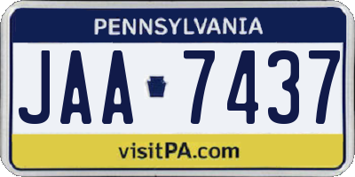 PA license plate JAA7437