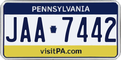 PA license plate JAA7442