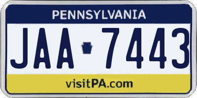 PA license plate JAA7443