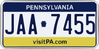 PA license plate JAA7455