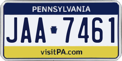 PA license plate JAA7461