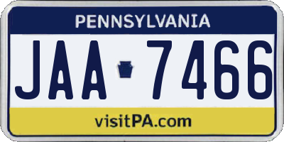 PA license plate JAA7466