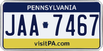 PA license plate JAA7467