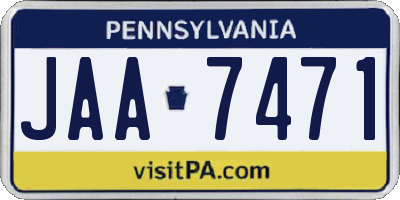 PA license plate JAA7471