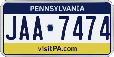 PA license plate JAA7474