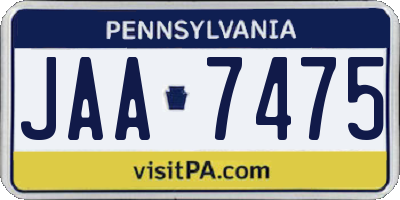 PA license plate JAA7475