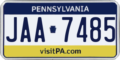 PA license plate JAA7485