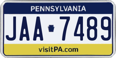 PA license plate JAA7489