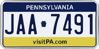 PA license plate JAA7491