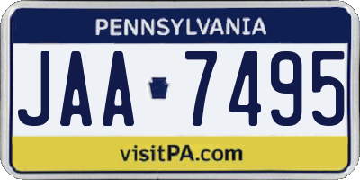 PA license plate JAA7495