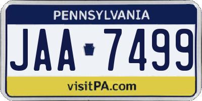 PA license plate JAA7499