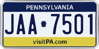 PA license plate JAA7501