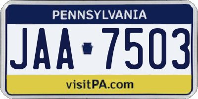 PA license plate JAA7503