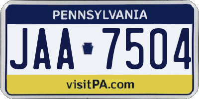 PA license plate JAA7504