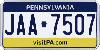 PA license plate JAA7507