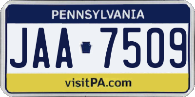 PA license plate JAA7509