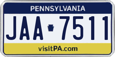 PA license plate JAA7511