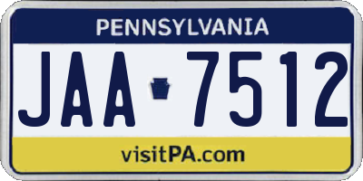 PA license plate JAA7512