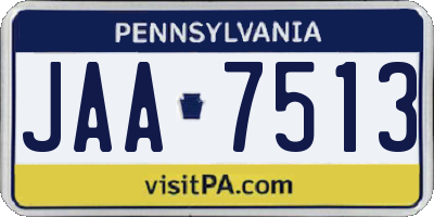 PA license plate JAA7513