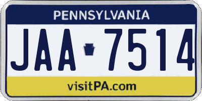 PA license plate JAA7514