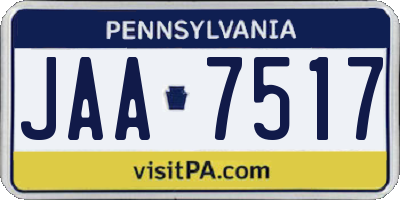 PA license plate JAA7517