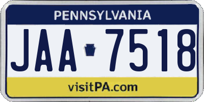 PA license plate JAA7518