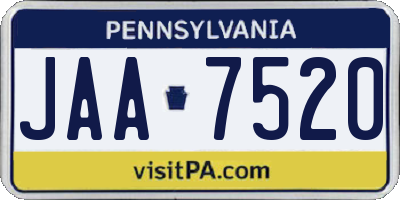 PA license plate JAA7520