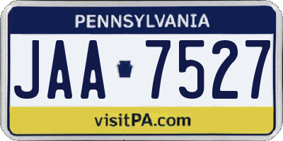 PA license plate JAA7527