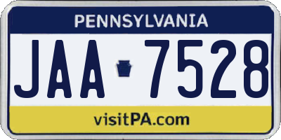 PA license plate JAA7528