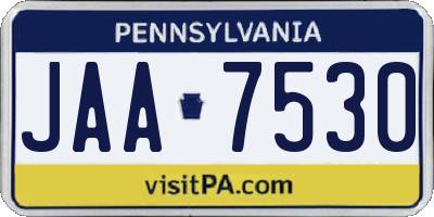 PA license plate JAA7530