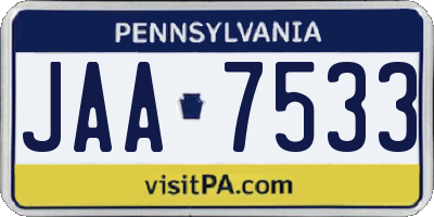 PA license plate JAA7533