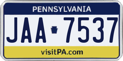 PA license plate JAA7537