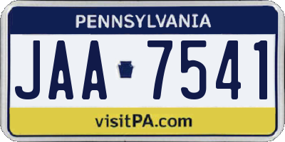 PA license plate JAA7541