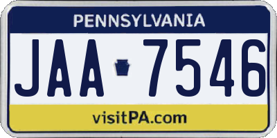 PA license plate JAA7546