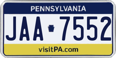 PA license plate JAA7552