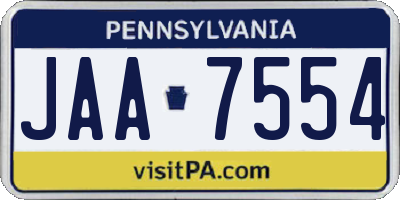 PA license plate JAA7554