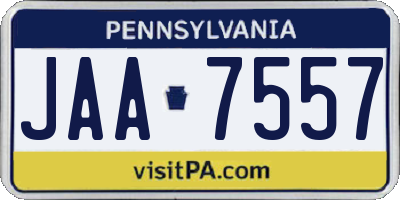 PA license plate JAA7557