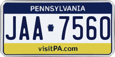 PA license plate JAA7560