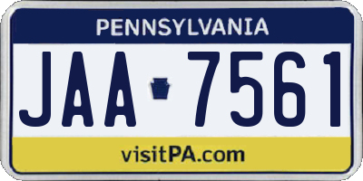 PA license plate JAA7561