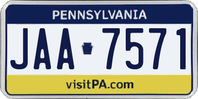 PA license plate JAA7571