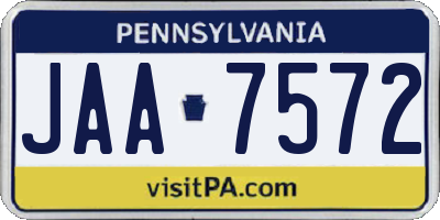 PA license plate JAA7572