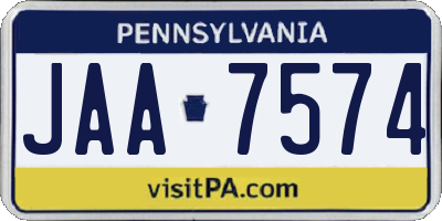 PA license plate JAA7574