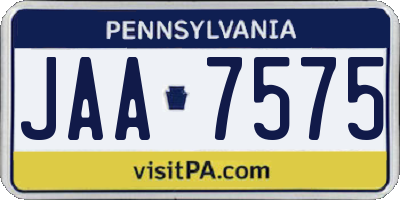 PA license plate JAA7575